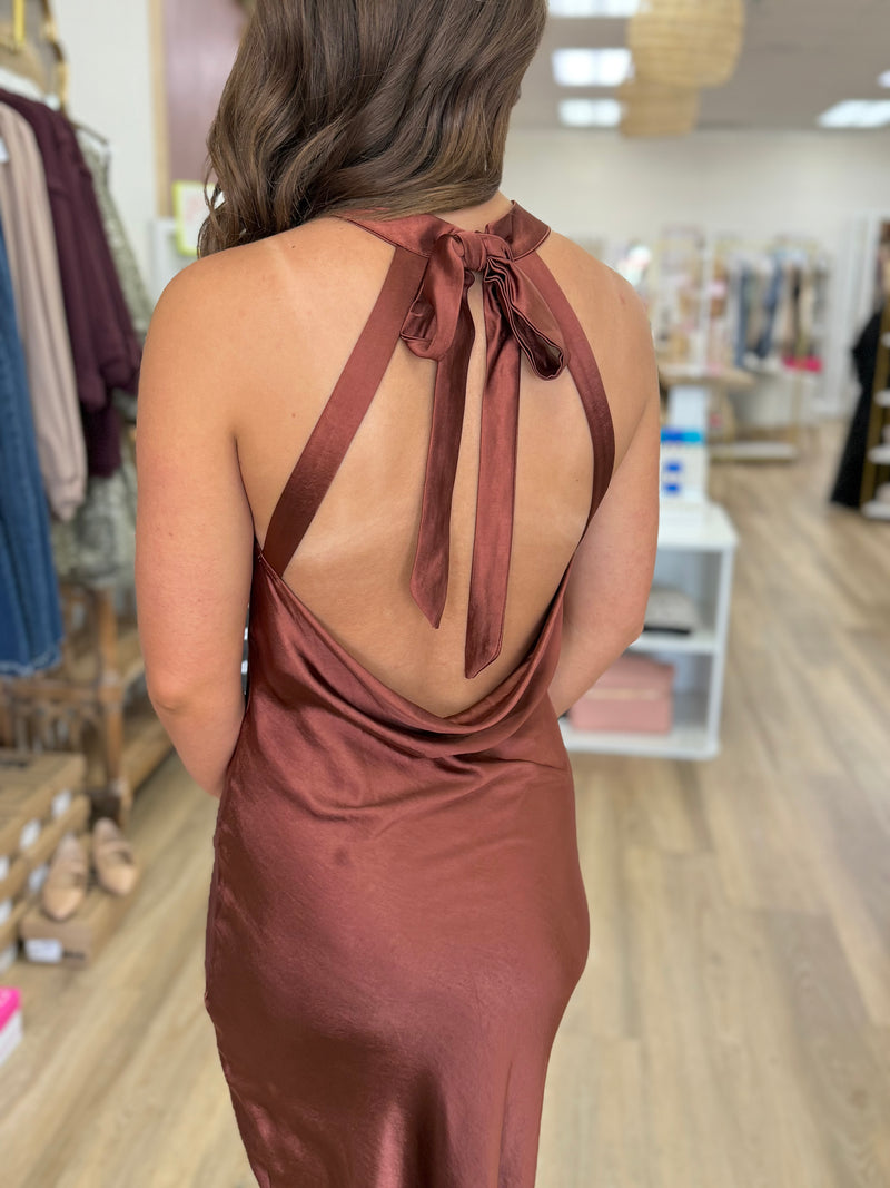 Sienna Satin Halter Dress