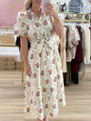 Cream Botanical Print Midi
