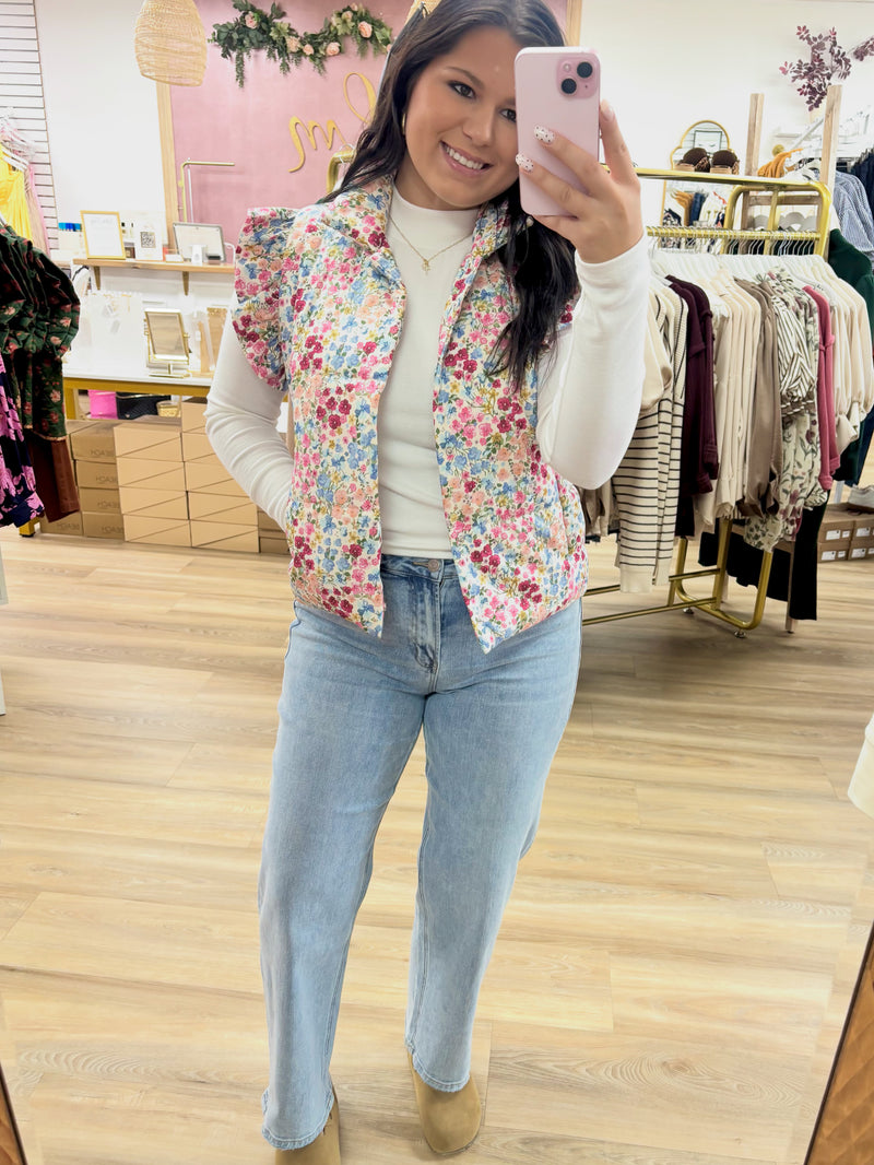 Floral Puffer Vest