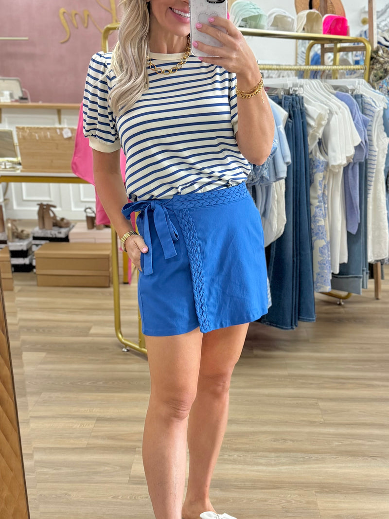 Stripe Bubble Sleeve Top