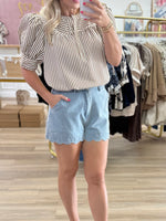 Stripe Top w/Bows at Sleeve