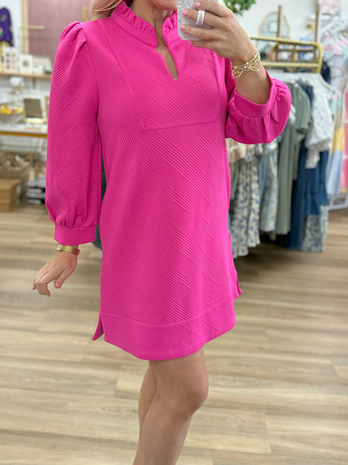 Pink 3/4 Sleeve Dress