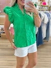 Solid Floral Button Up Top