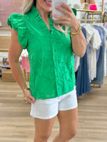 Solid Floral Button Up Top