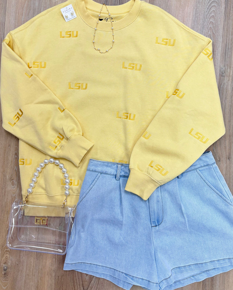 Yellow Embroidered Sweatshirt