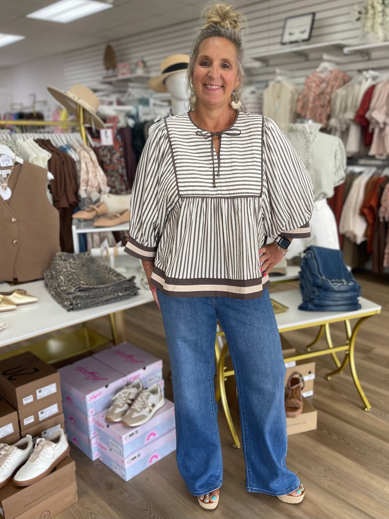 Mocha 3/4 Sleeve Top