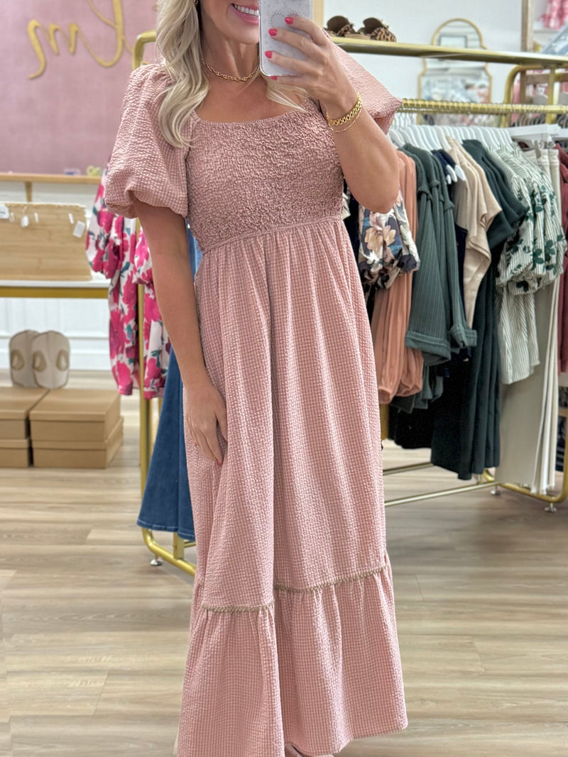 Dusty Rose Smocked Dress