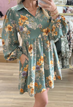 Sage Floral Dress
