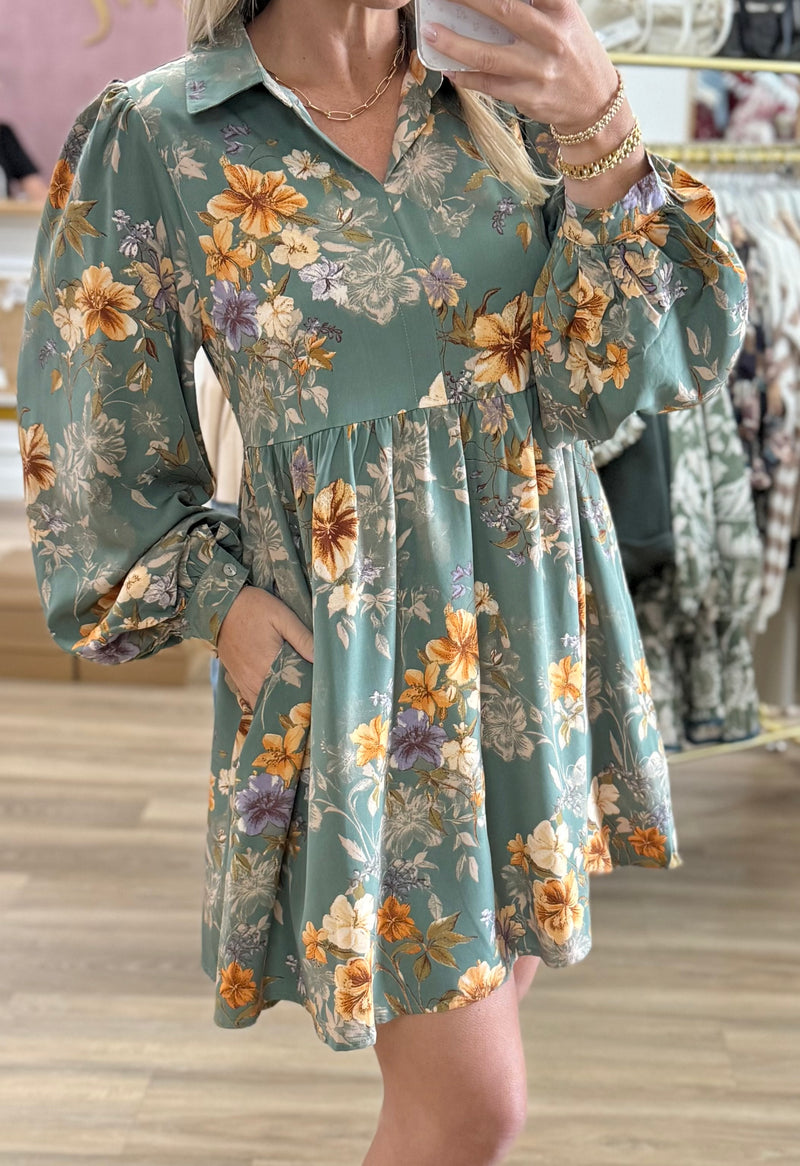 Sage Floral Dress