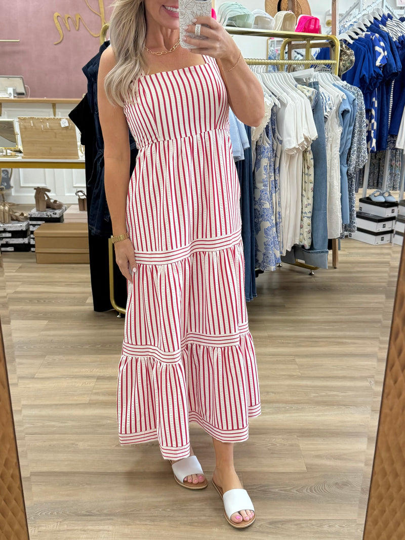 Red/White Stripe Midi