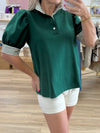 Green Mock Neck Top