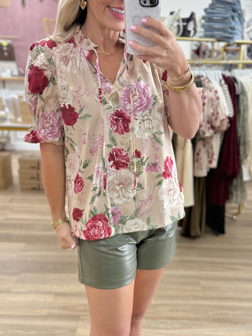 Tan Floral Top