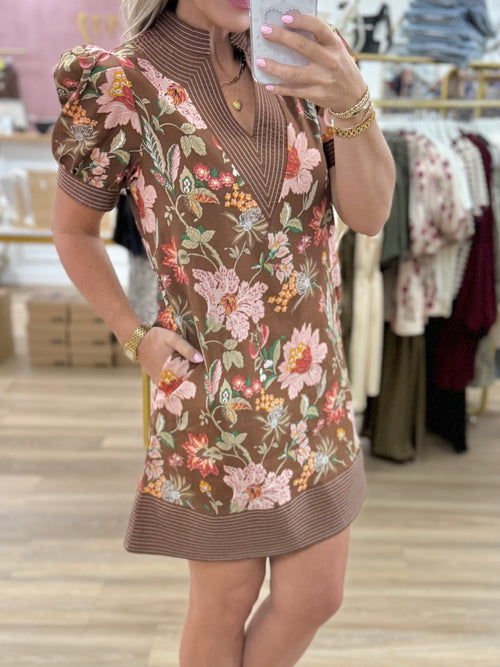 Brown Floral Dress