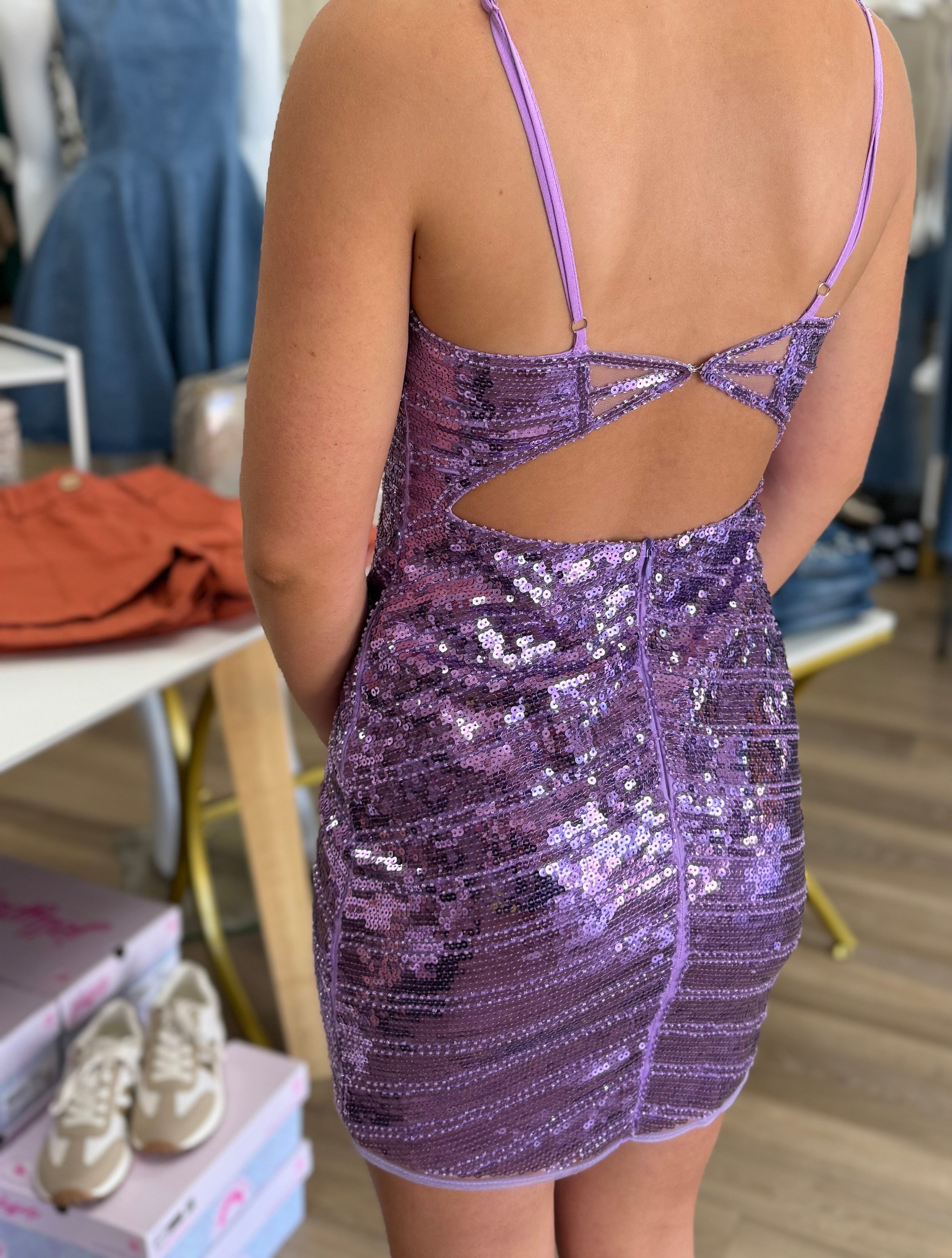 purple sequence dress Sequin A-line Short Homecoming Purple / US 12 The open back adds a touch of allure Elegant Baby Girls Purple Strapless