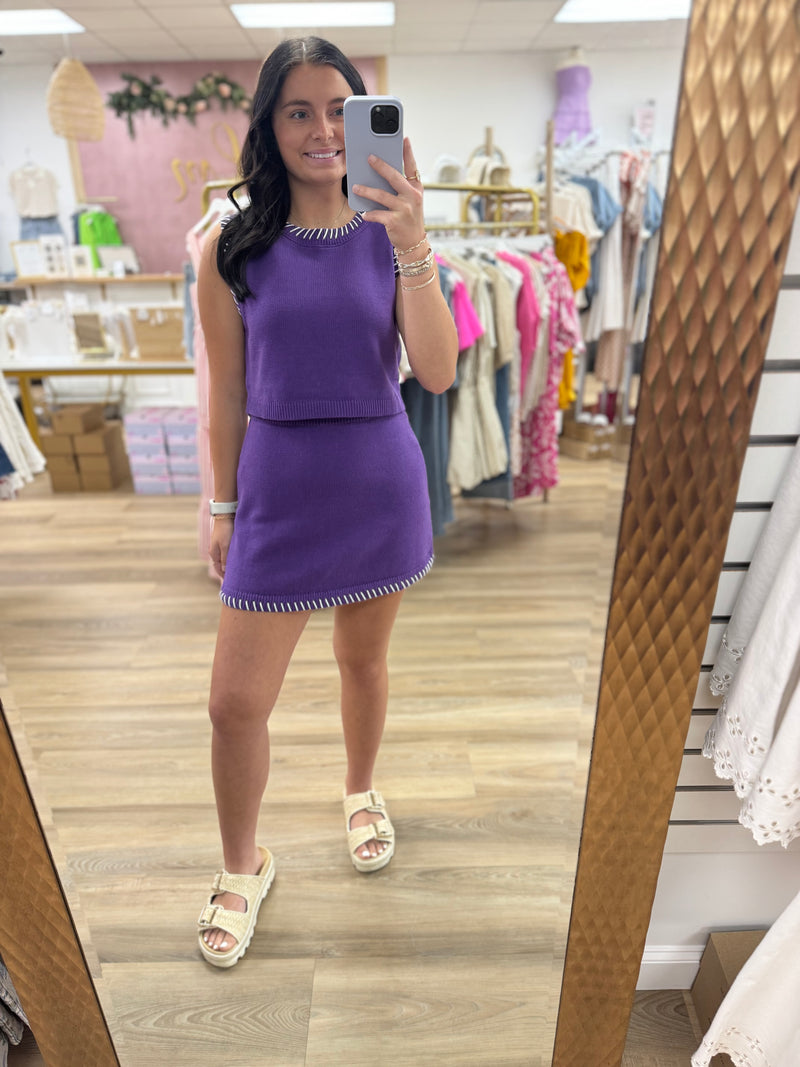 Purple Set w/Stitch Detail