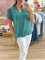 Teal Button Down Blouse