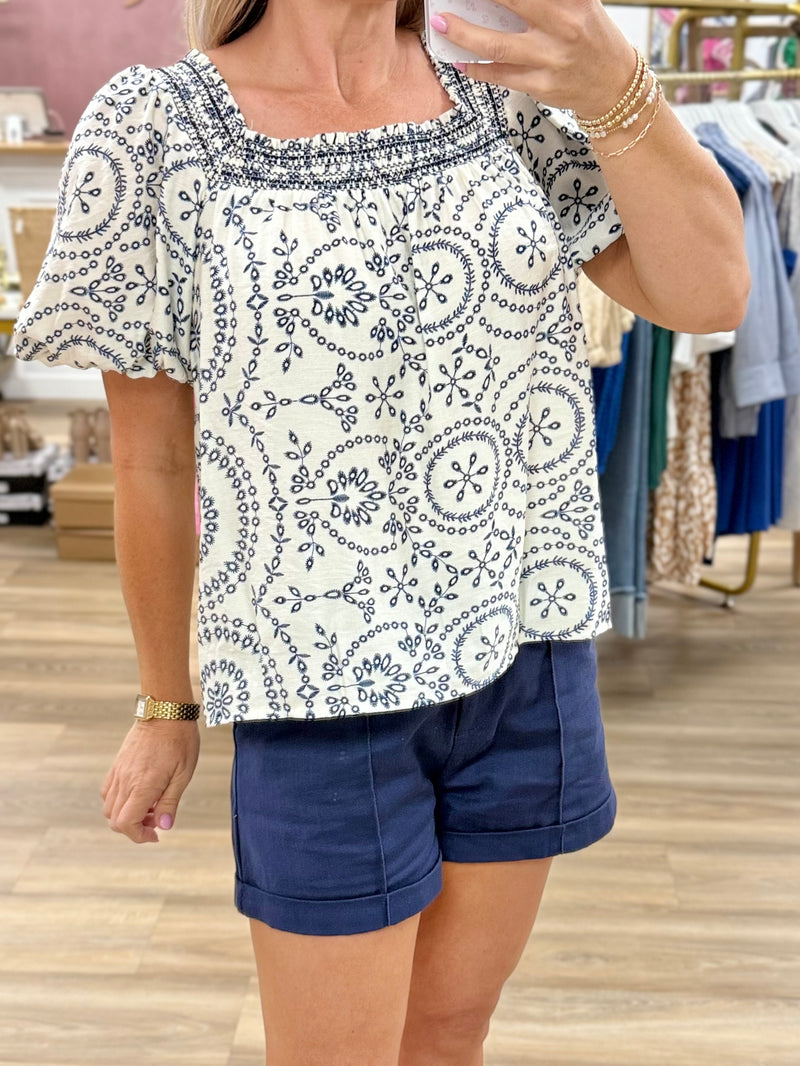 Printed Square Neck Top