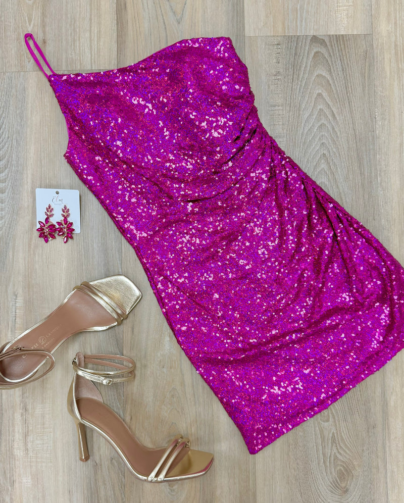 Magenta One Should Sequin Dres