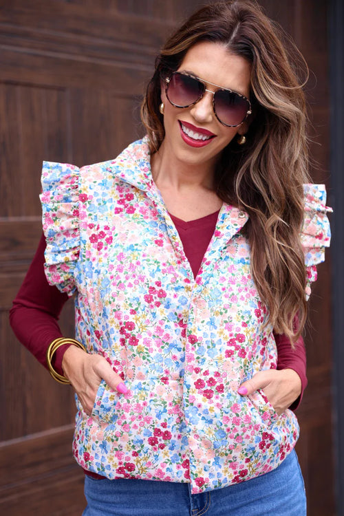 Pre-Order Floral Puffer Vest