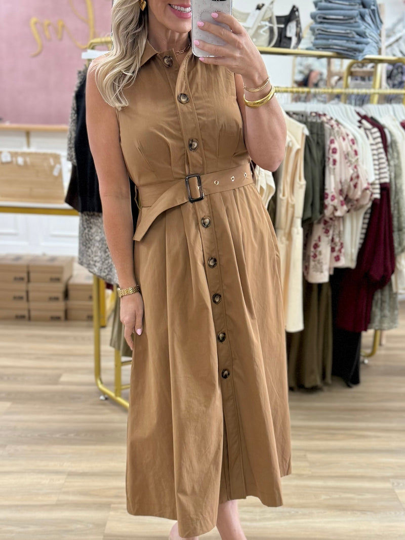 Sleeveless Pleated Midi Dress