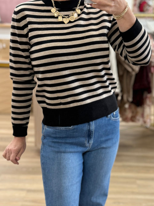 Black/Taupe Stripe Sweater