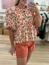 Peach Floral Peplum Top