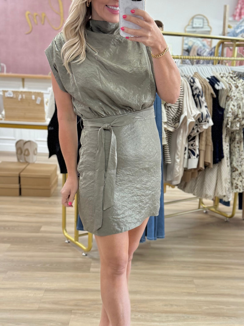 Olive Mock Neck Dress