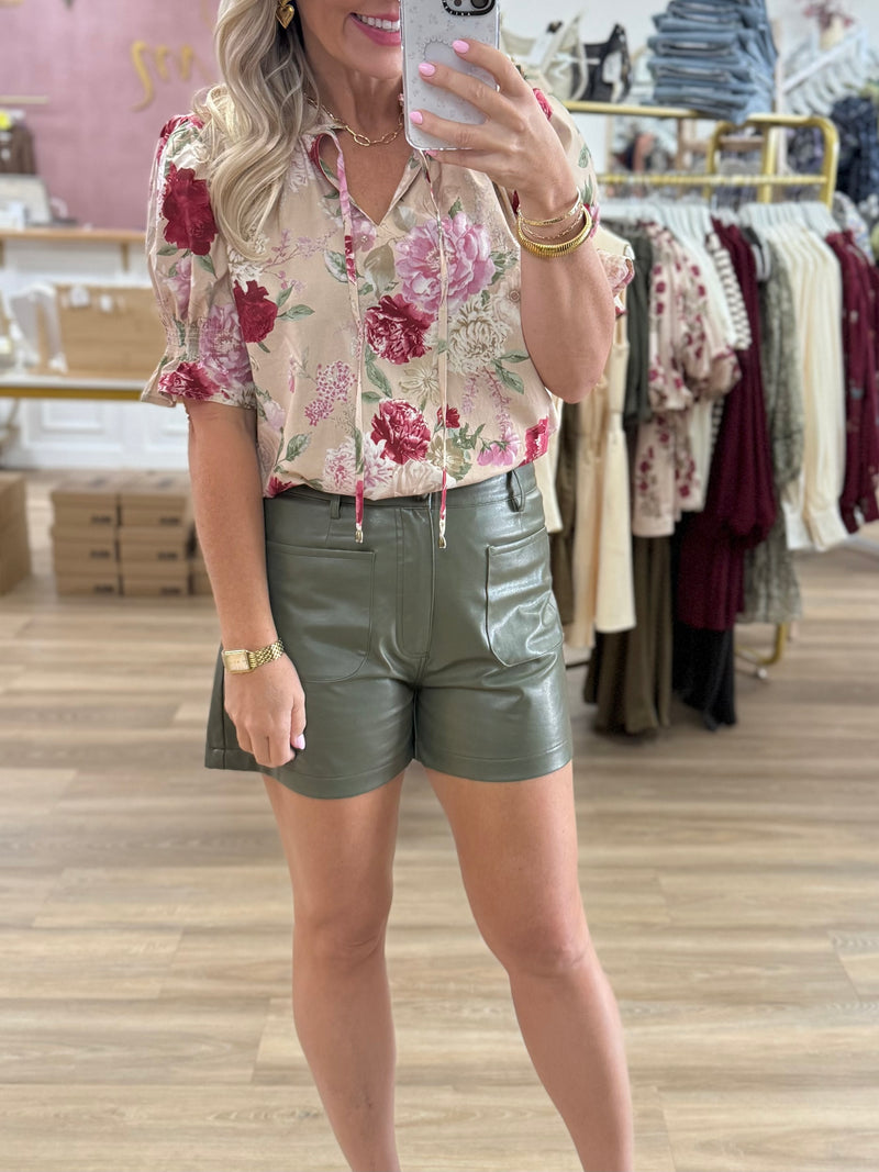 Tan Floral Top