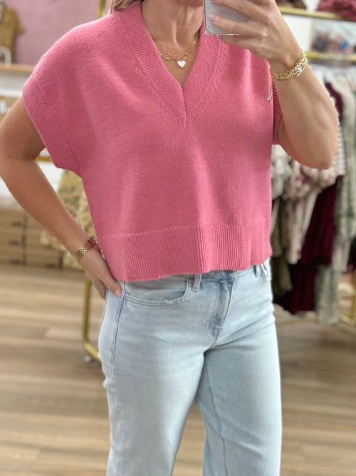 Pink Oversized Sweater Vest