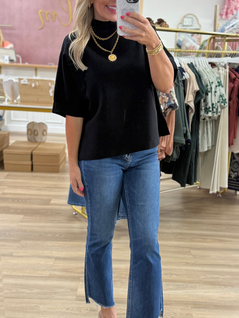3/4 Sleeve Mock Neck Sweater