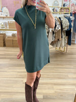Solid Mock Neck Jersey Dress