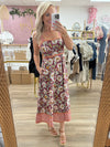 Burgundy Floral Midi Dress