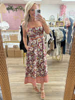 Burgundy Floral Midi Dress