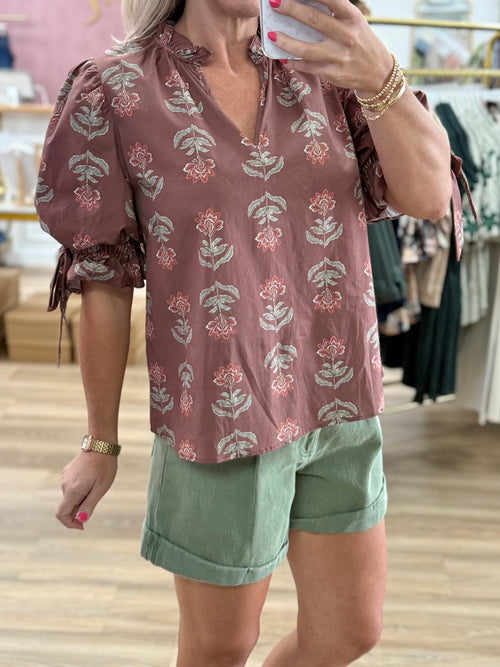 Brown Floral Top