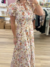 Ecru Floral Midi Dress