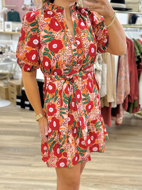 Joy Joy-Orange Poppies Dress