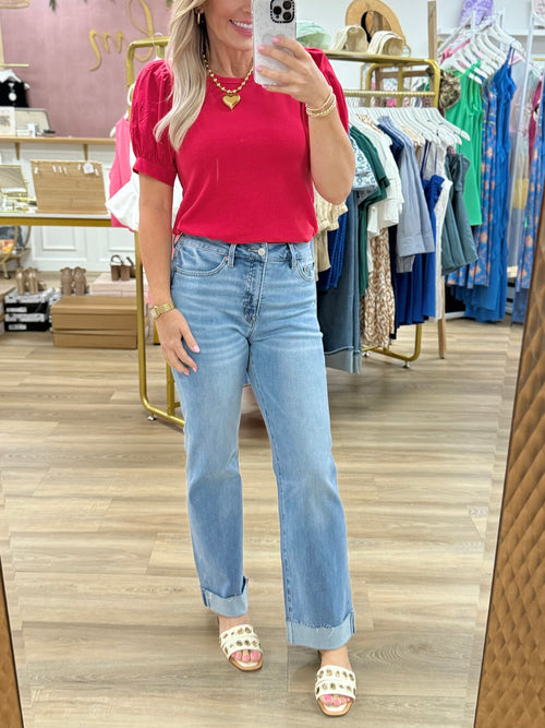 HR Cuffed Straight Leg Denim