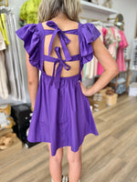 Purple Ruffle Sleeve Dress