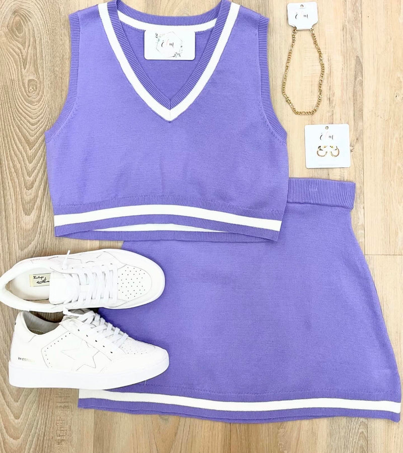 Purple Crop Top/Skirt Set