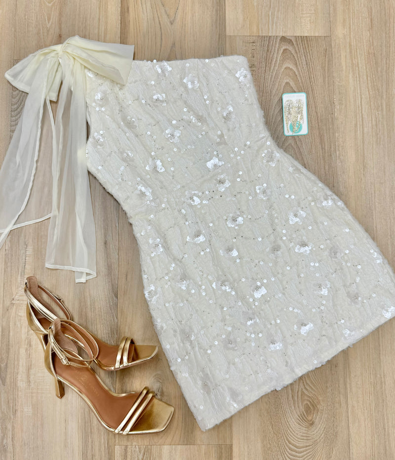 Cream One Shoulder Dress