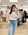 Pink/White Stripe Crop Sweater