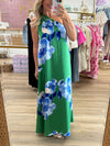 Green/Blue One Shoulder Maxi