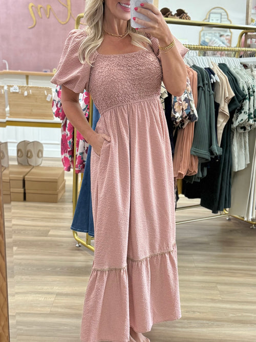 Dusty Rose Smocked Dress