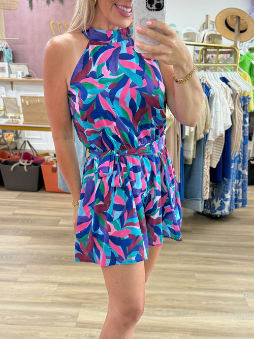 Purple Mix Halter Romper