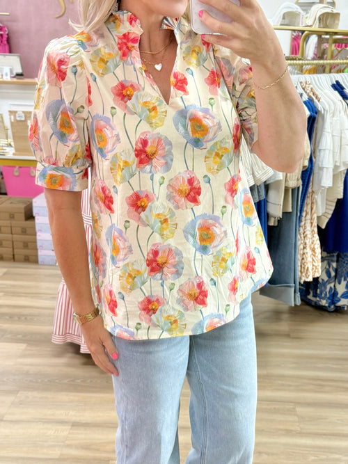 Floral V-Neck Top