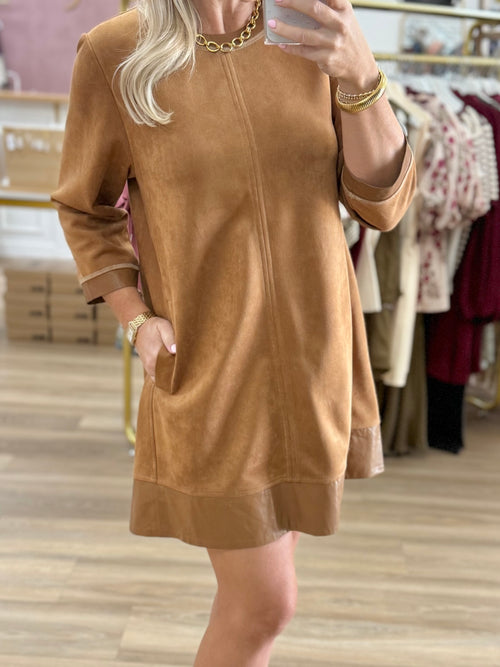 Camel Suede 3/4 Dress