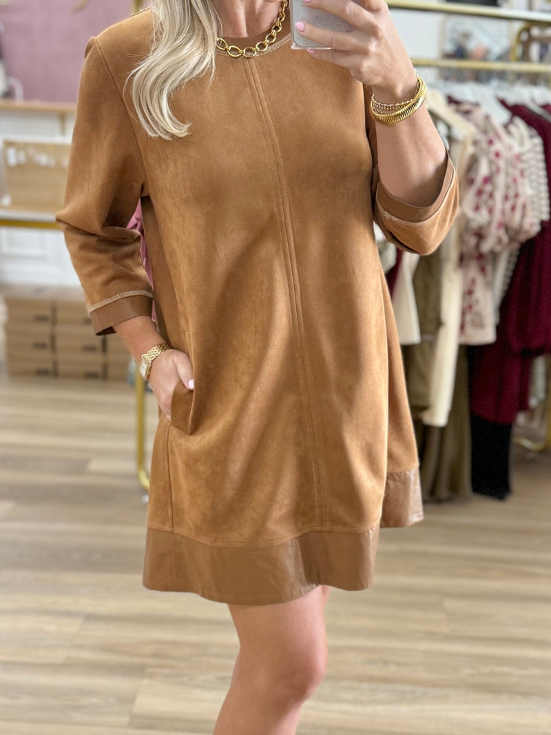 Camel Suede 3/4 Dress