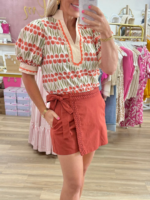 Floral Mock Neck Top