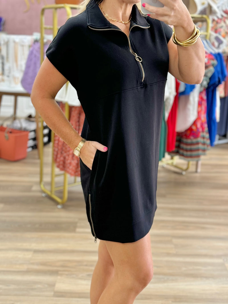 Black 1/4 Zip Dress