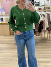Green Cardigan w/Gold Buttons